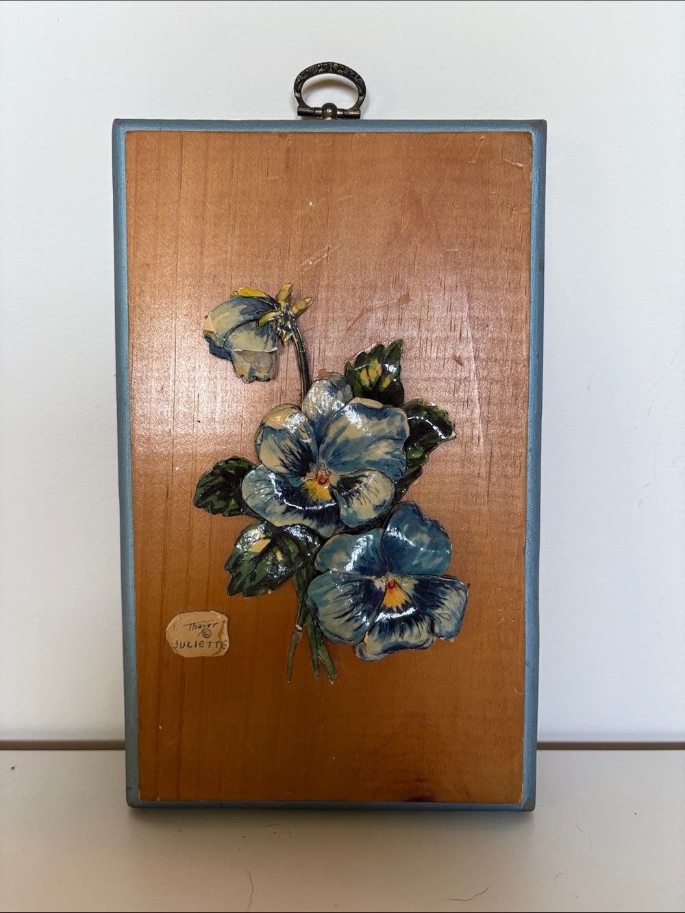 Vintage Thayer Juliette Pansy Floral Wall Art Plaque